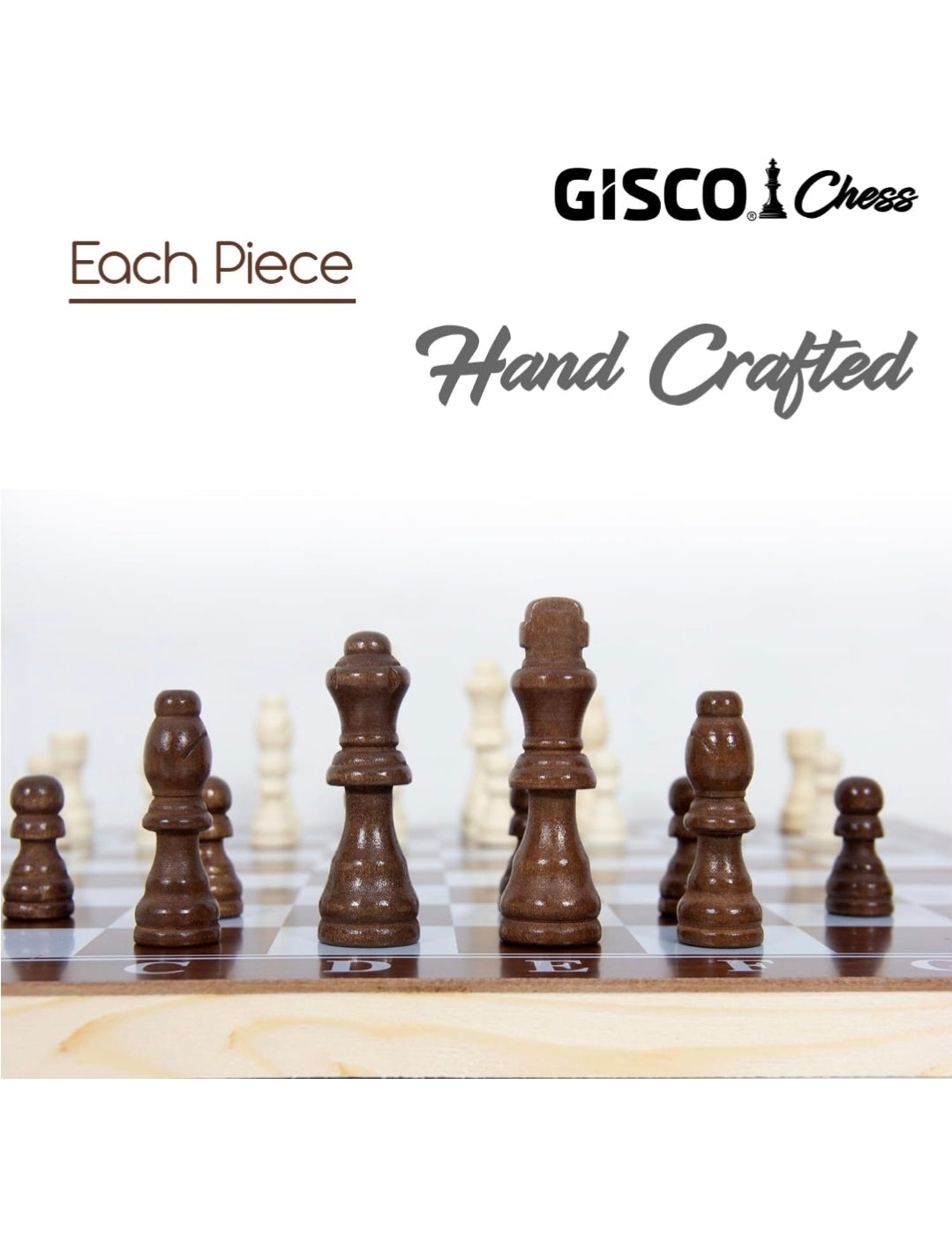 GISCO Wooden Handcrafted Foldable Chess Board Set with Wooden Pieces (11.5" x 11.5")