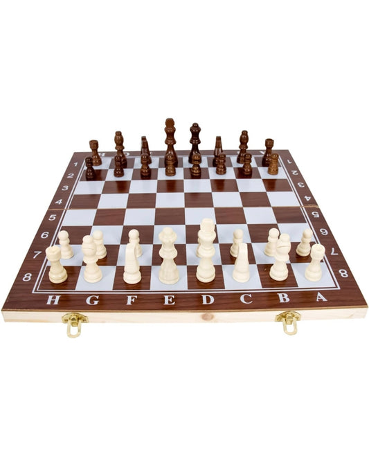 GISCO Wooden Handcrafted Foldable Chess Board Set with Wooden Pieces (11.5" x 11.5")